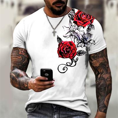 Sommer Männer T-shirt 3D Grafik Helle Rose Print Vintage T Shirt Männer Frauen T-shirt Casual Kurzarm O-ansatz Streetwear