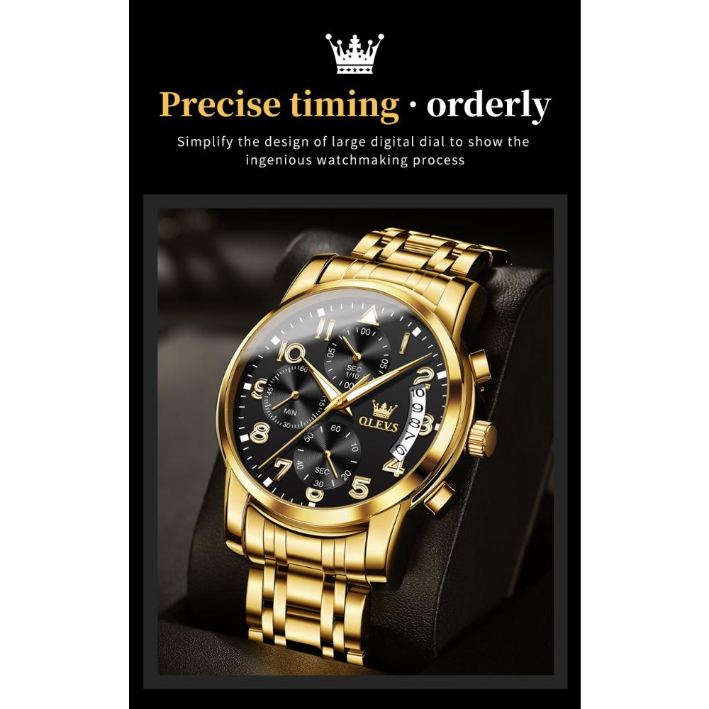 OLEVS New Business and Leisure Watch Multifunction Chronograph with Calendar Quartz Watch Waterproof Luminous Men's Watch