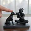 3D Printed Dog And Owner Sculpture Dog And Owner Statue Desktop Animal Figurine