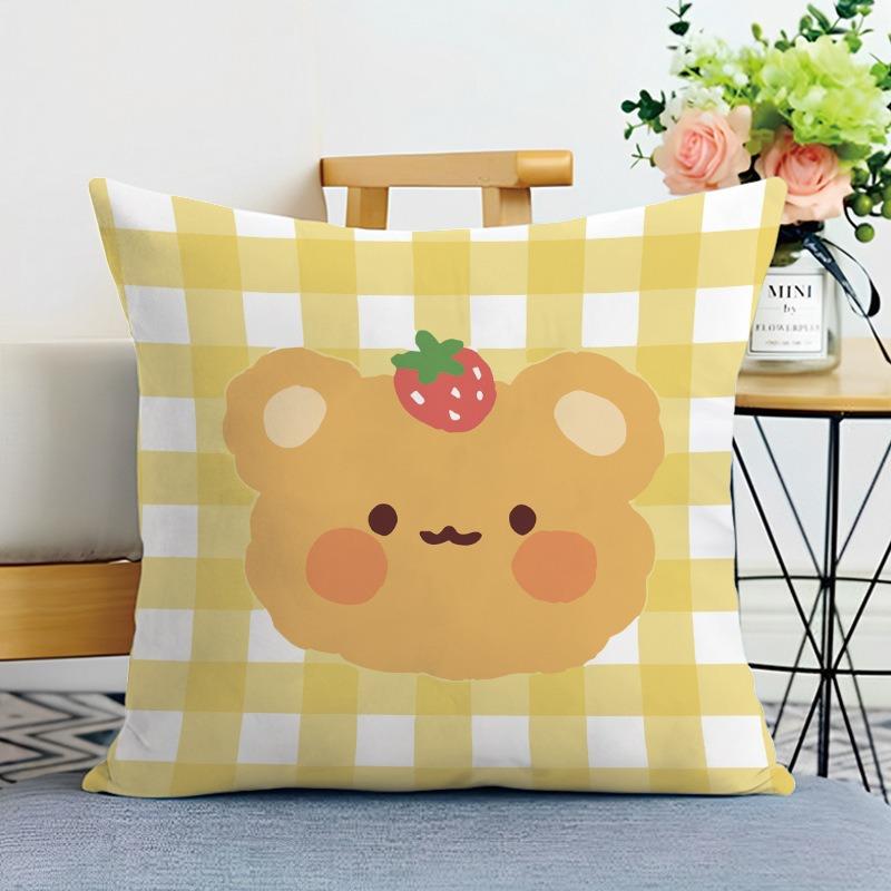 Cartoon Simple Print Decorative Pillowcase Bedroom Living Room Square Cushion Pillowcase