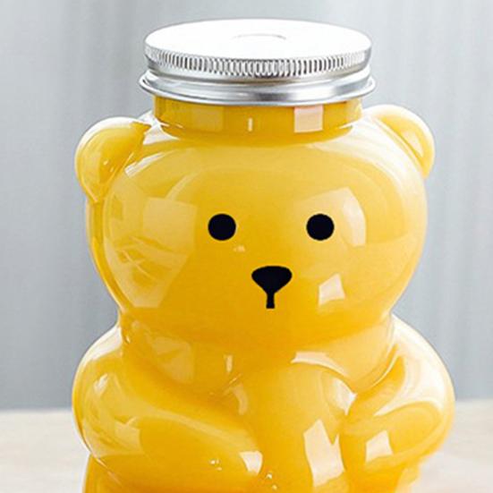 Engangskopp med lokk og sugerør Ergonomisk bjørneformet plastdrikkekopp Drikkeglass Hjemmekontor Bar Daglig bruk