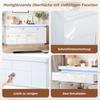 140 x 35 x 72,5 cm Mobile Soggiorno, Credenza, Buffet, Mobile Laterale con 2 Cassetti, Finitura Lucida, Armadietto con 4 Ante, LED, Bianco