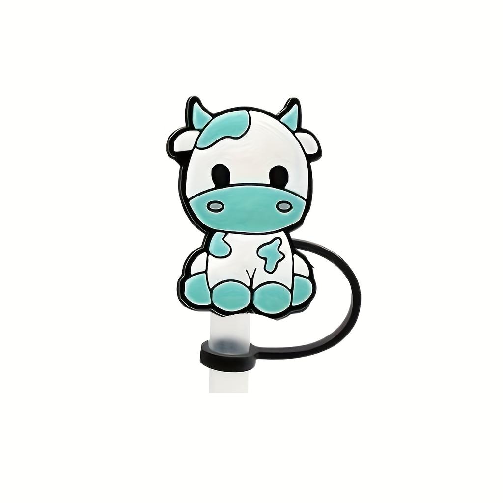 10Pcs Cow Straw Tips Cover, Straw Covers Cap For Tumblers, Cartoon Cow Reusable Drinking Straw Toppers, Drinking Straw Plugs, Kitchen Accessaries