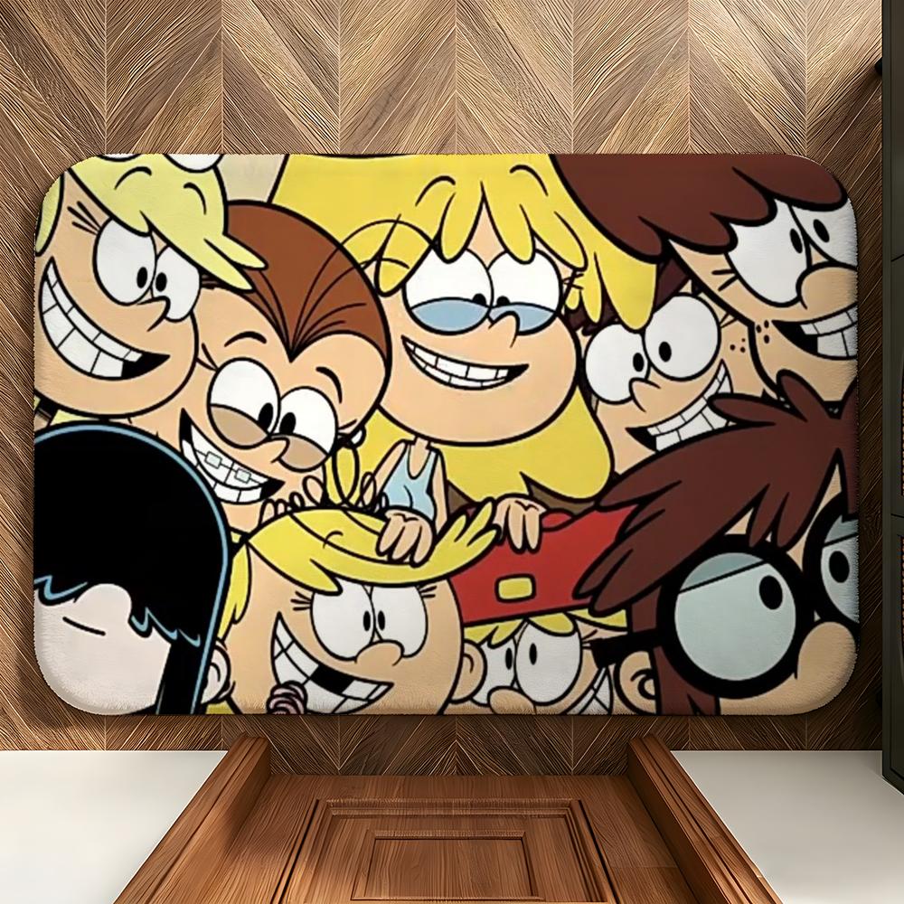 Cartoon T-The L-Loud H-House Floor Mat Soft Flannel Floor Mat Suitable for Entryways, Living Rooms, Bedrooms, and Bathrooms