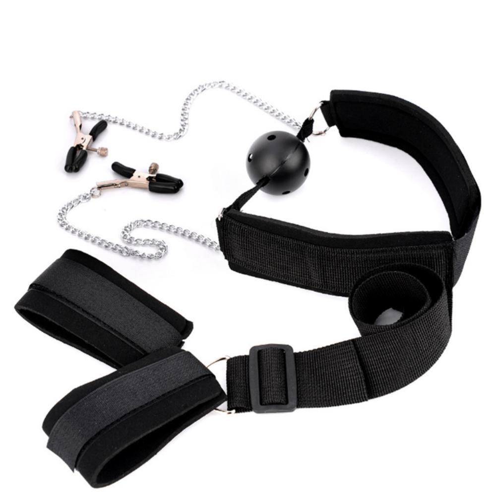 Bdsm Alternative Binding Handcuffs Sex Toy Sponge Handcuffs Adult Bandage with Breast Clip Binding Set Fetish Flirt Adult