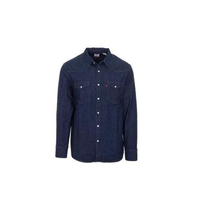 Levis Recycled Cotton Denim Shirt With Turn-Down Collar Men Tops Blue 85744-0000