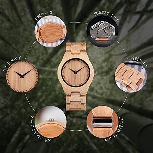 Bambu kol saati kadın şık hafif Japon kuvars mekanizmalı. Uygun doğum günü hediyeleri Noel hediyeleri yıl dönümleri Anneler Günü hediyeleri.