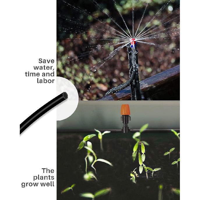 100 ft Drip Irrigation Tubing, 1/4 Inch Drip Line Irrigation Hose with 20 Pcs Drip Irrigation Parts, Drip Irrigation Kit by MoHern