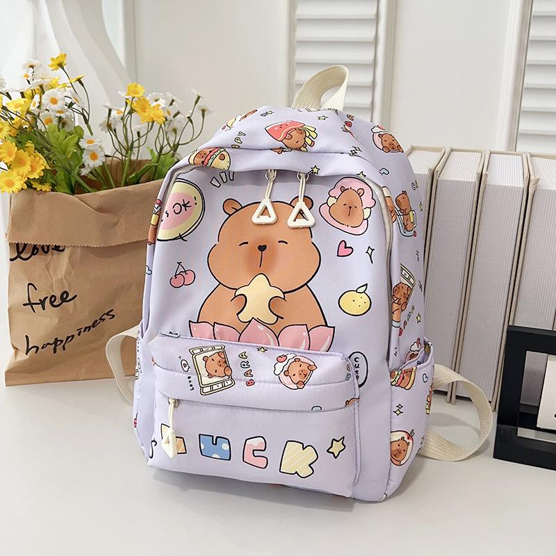 School Bag Cute Cartoon Capybara School Bag Girl Versatile Backpack New Backpack Large Capacity Backpack