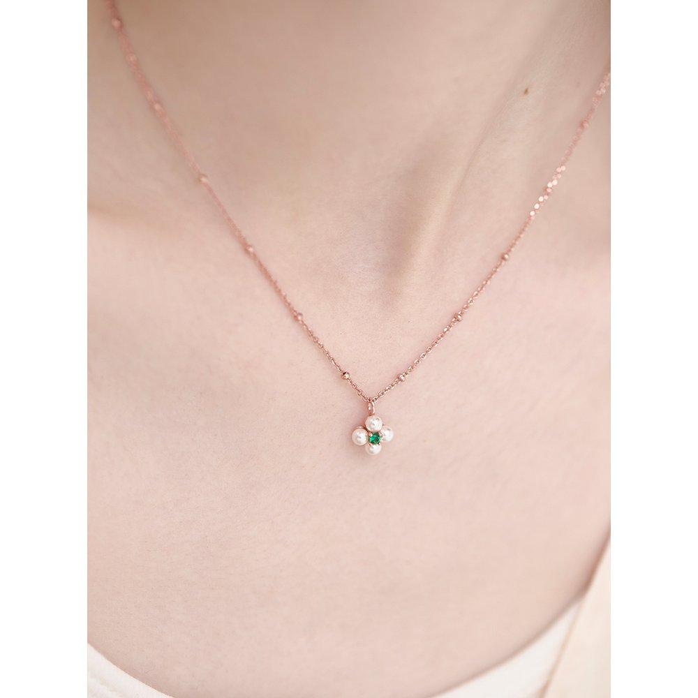 [Rosemont] Silver Clover Pearl Necklace Ra24C23J