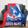 1pc Crystal Palace F.C Blanket with Custom Name, Gift, for Men and Women, Soft Blanket, Good for Sofa Bed Couch Travel, Lightweight Flannel Blanket