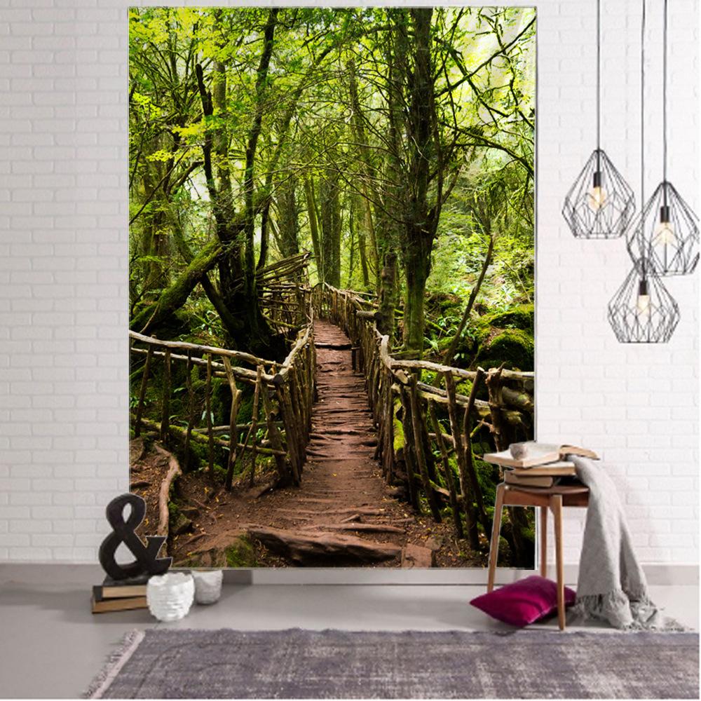 Tapiserie cu peisaj natural Fereastră frumoasă de pădure Peisaj în cascadă Sufragerie Perete pânză Decorare acasă