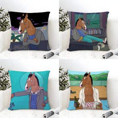 BBoJack Horseman Custom Cushion Cover Eco Linen Pillow Case DoubleSided Print Breathable Durable Zipper Home Decor Gift