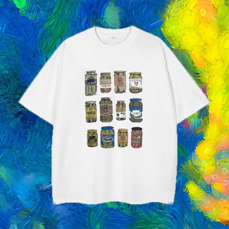 2025 Summer Y2K Short Sleeve High Street Short Sleeve Men's and Women's Printed DIY Pattern Round Neck T-shirt Short Sleeve