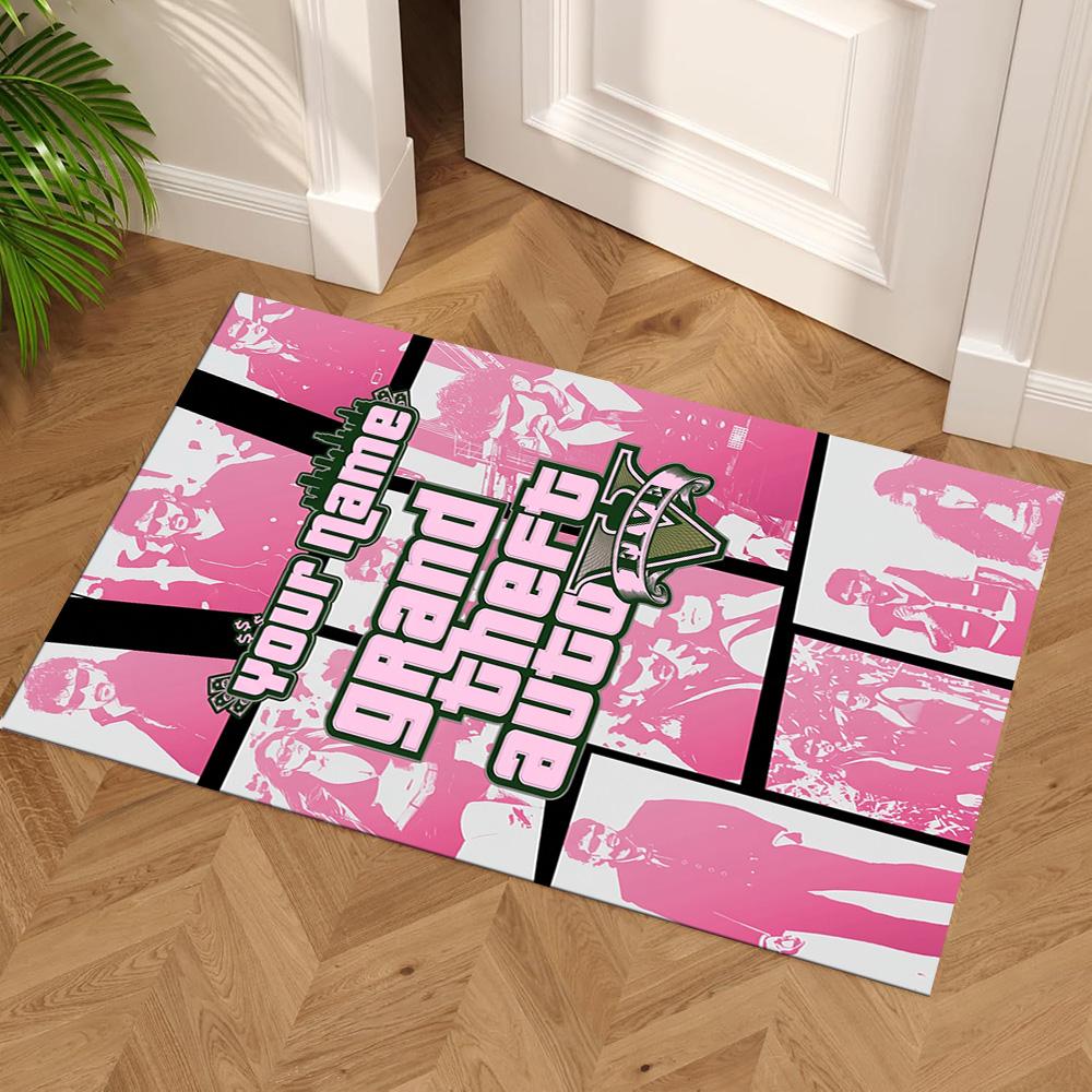 Grand Theft Auto Customizable Name Floor Rug Office Rug Perfect for Playrooms Hallway Living Rooms Decorate room Antislip Carpet Decorate Offices