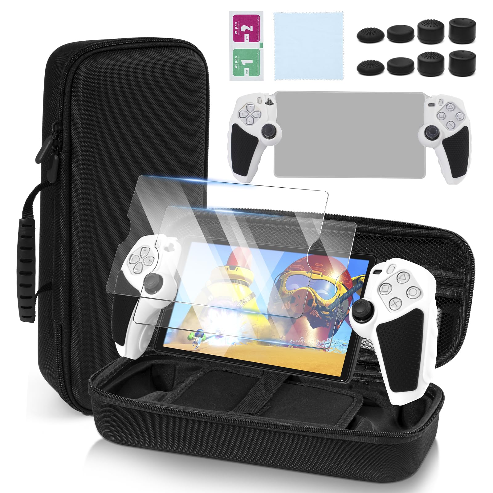 

Чехол для хранения PS Portal Сумка для хранения PlayStation Portal Защитный чехол для PS Portal Колпачок для большого пальца 2 стеклянные пленки Большая емкость Полная защита Жесткий