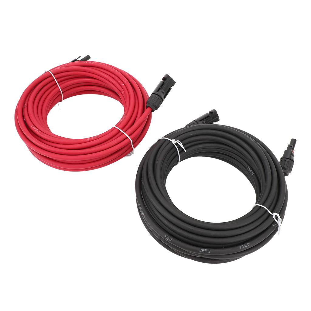 2PCS 40ft 10AWG Solar Panel Extension Cable with Connectors Black Red IP67 Water Resistant for RV Tr