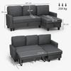 Three-Seater Storage Sofa Bed - Charcoal Grey