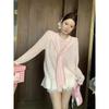 Kumikumi Idle Style Stripes Shawl Thin Long Sleeves T-shirt Female Autumn New All-Matching Slimming Sun Protection Top