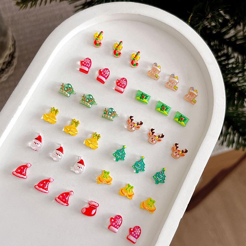20Pcs Resin Mini Santa Cl1Aus Snowman Christmas Tree Deer Bell, Crutch Flat Back Nails Art Decor Diy Scrapbook Accessories20 Pcs