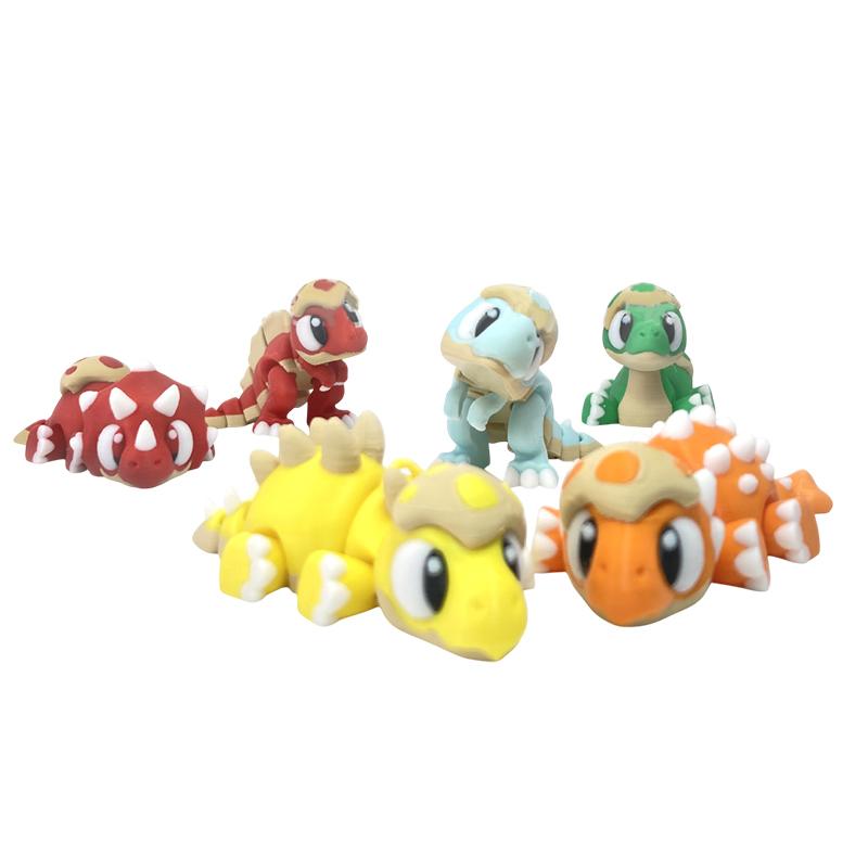 3D Printed Cute Dinosaur Baby Eggshell Figure Animal Toy Home Decoration Joints Movable Realistic Eyes Desktop Decor
