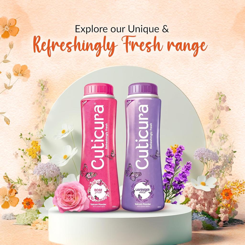 Cuticura Original Bloom Talcum Powder With Sunscreen 400g | Odour Control And Long Lasting Fragrance | Vegan Cruelty Free Refreshing Fresh Body Talc