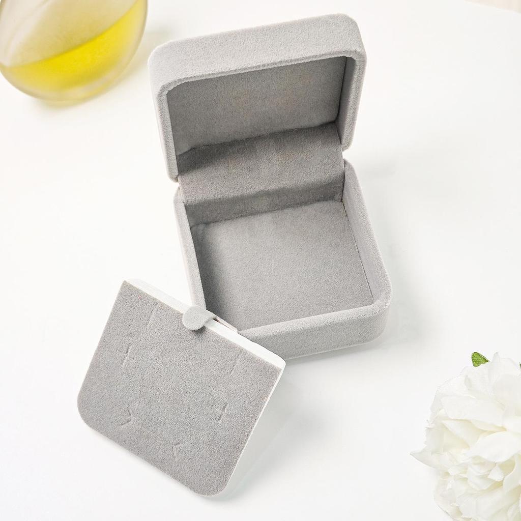 Caja de Regalo para Joyería de Terciopelo de Lujo con Forma Cuadrada Redondeada para Pendientes y Collares