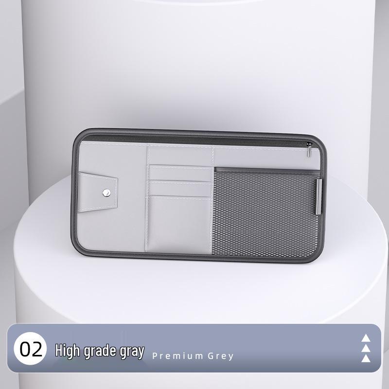 Car Sun Visor Multifunctional Storage: Glasses Case, Sunglasses Clip, CD Board, Card Holder, Storage Bag.