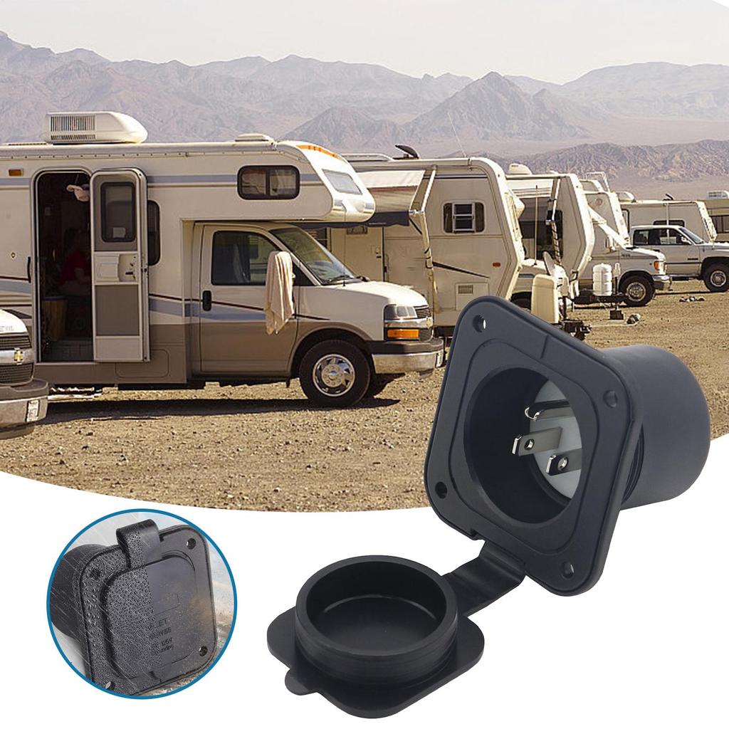 Power Inlet Waterproof 15A/125V Flanged Male Power Inlet For Charging Travel Outdoor Camping Utility Connection Mobility