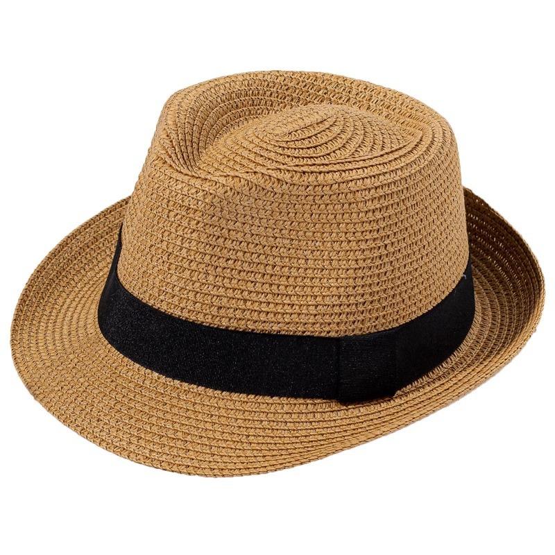 Summer Sunscreen Hat Top Hat Men's and Women's Outdoor Sunshade Straw Hat Straw Jazz Hat Crimped Hat