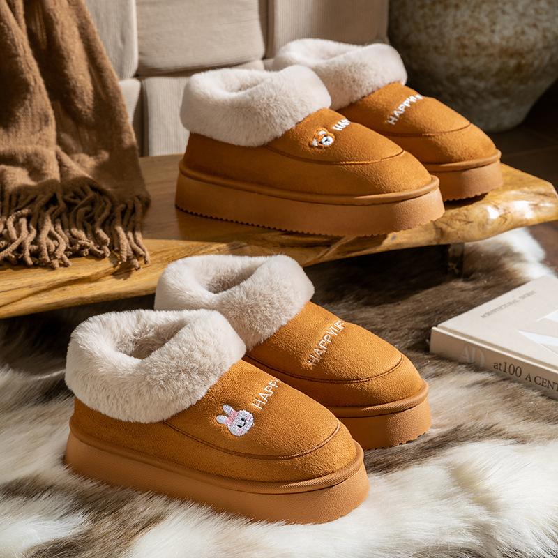 Cixi cotton slippers thick-soled confinement shoes winter plush home use indoor non-slip home warmth couple
