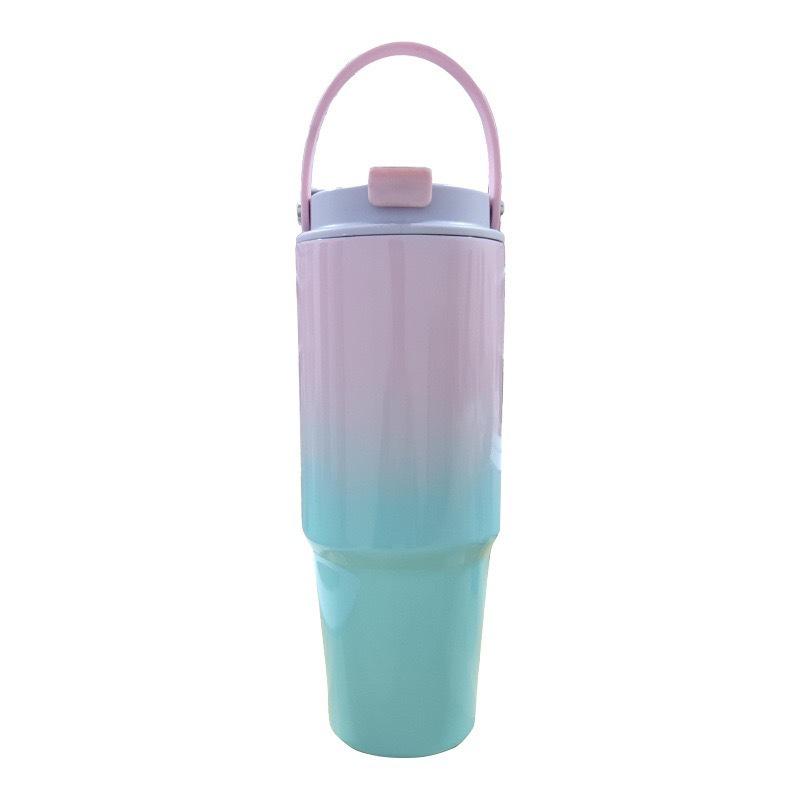 Water bottle10oz gradual change portable thermos cup large capacity straw cup portable car accompanying coffee cup