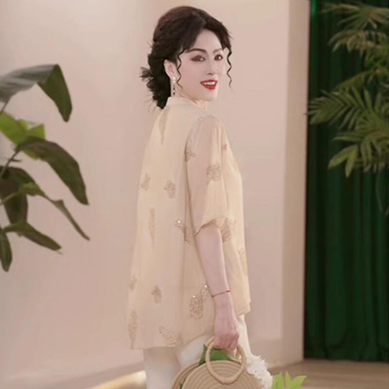 Jianhu Mid-Aged Women's Summer Short Sleeve T-Shirt