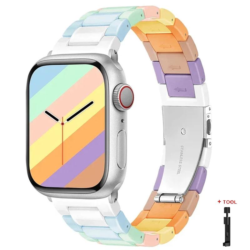 

Ремешок из смолы для Apple Watch Band 8 Ultra 49 мм 44 мм 45 мм 40 мм 41 мм 42 мм 38 мм браслет Correa Loop для iwatch Series 7 6 SE 5 4 3 42mm 44mm 45mm