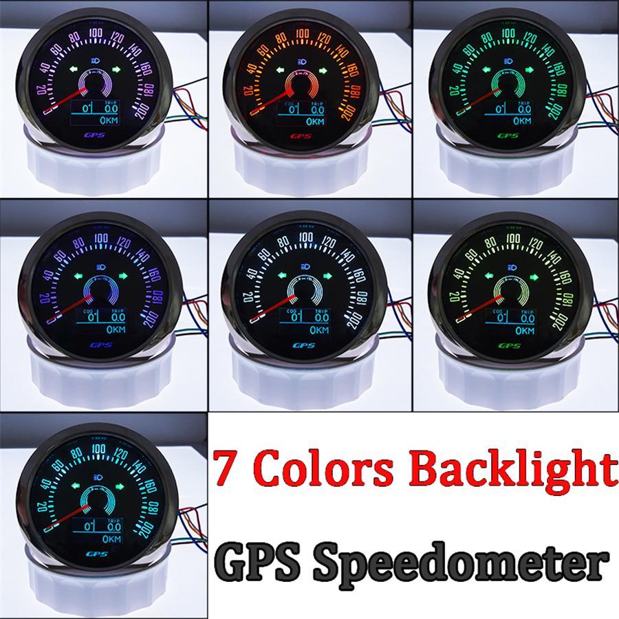 Motorcycle 3in1 GPS Speedometer 85mm W/ COG TRIP Total Mileage & 7 Color Backlit