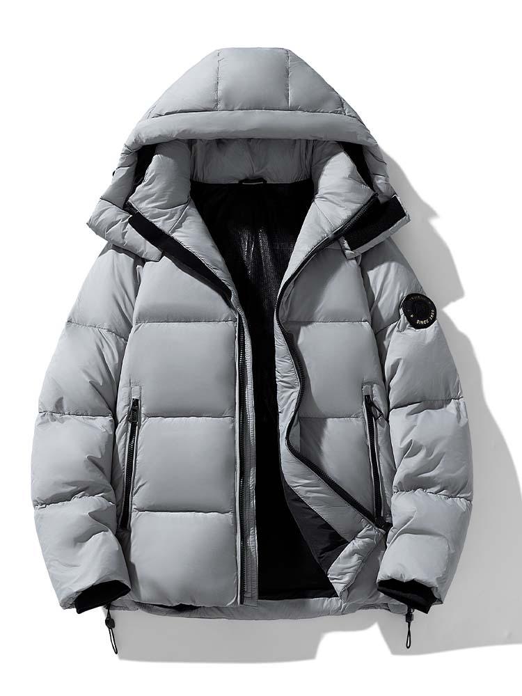 Men's Winter Thickened White Duck Down Jacket - Youth Warm Trendy Hooded Puffer Outerwear