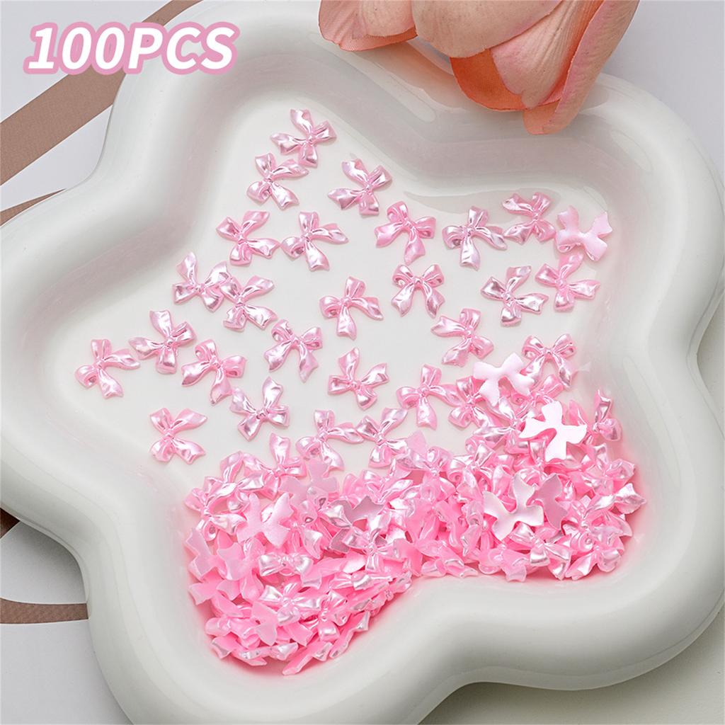 100 Pcs Nail Art Decorations Clear Transparent Bow Colorful Ice Transparent Resin Rhinestones For DIY Manicure Phone Case And Craft Decoration