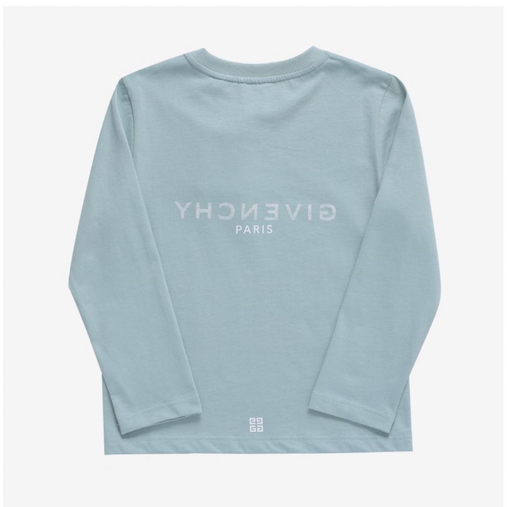 Givenchy H25448 773 Archetype Logo Print Kids Long Sleeve Tee