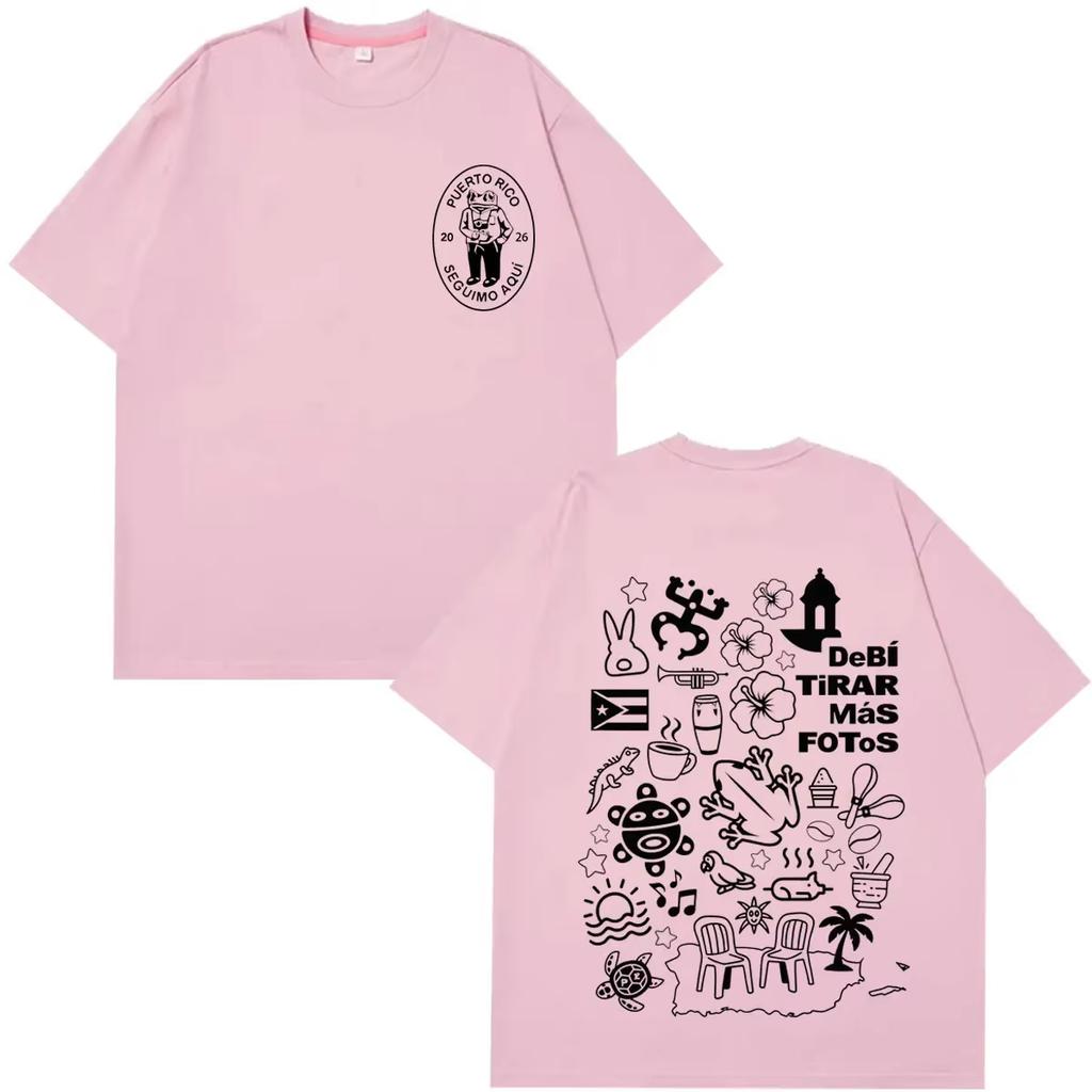 Vintage Unisex Fashion Hip Hop Streetwear Summer Tshirt With DTMF Debi Tirar Mas Fotos Print of Rapper Bad Bunny Tshirt