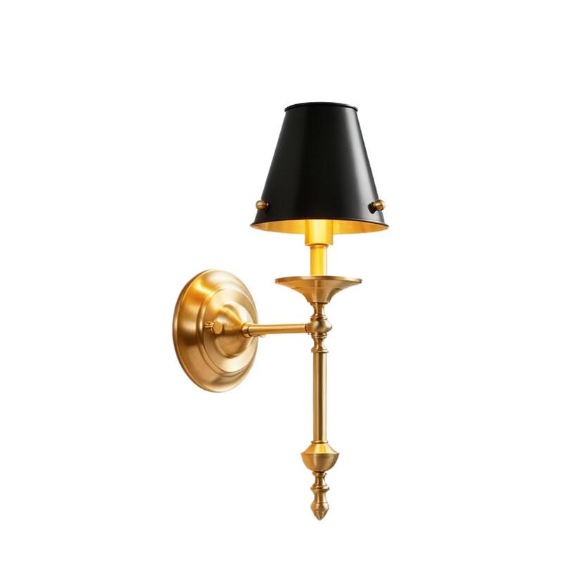MengPao American Style Copper Wall Lamp with White Fabric Shade