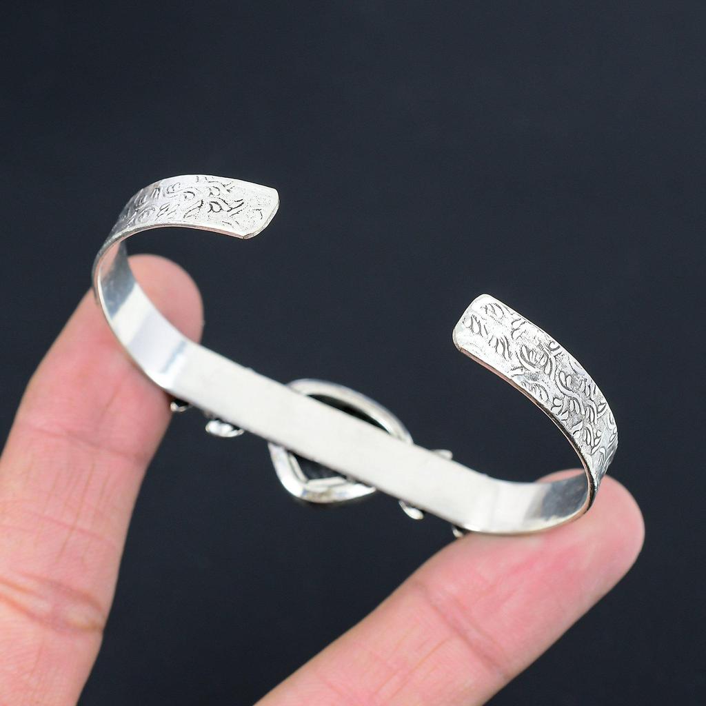 Sterling Silver Trillion Natural Stingray Coral Flower Wedding Bangle Bracelet