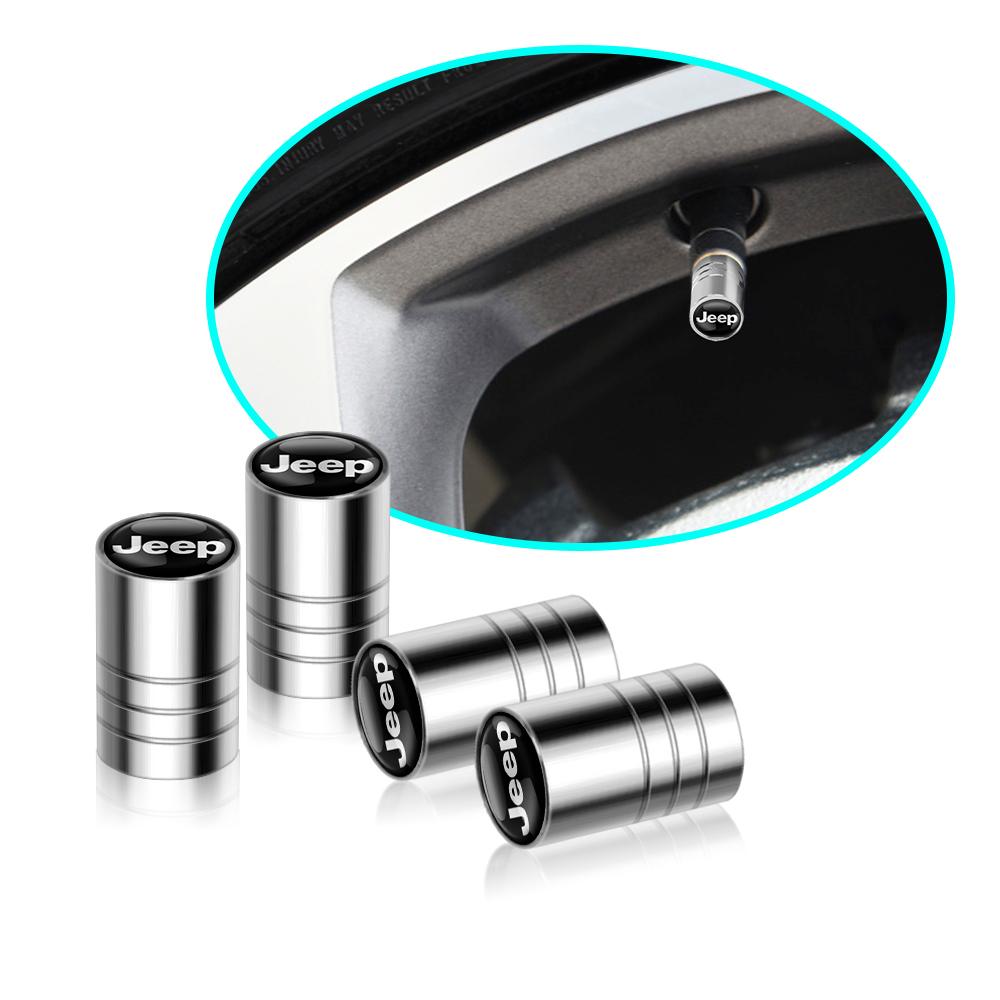 RKM3 Aluminum 4Pcs Car Wheel Tire Valve Air Stem Cap Covers Accessories For Jeep Wrangler Renegade Compass Gladiator Cherokee JL Patr