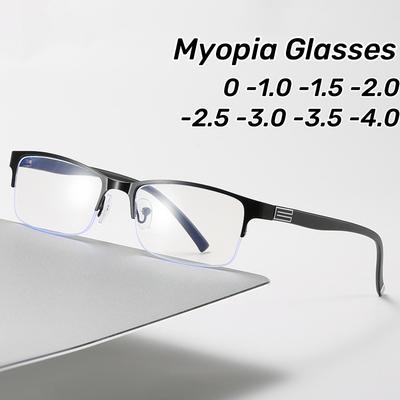 Ultraleichte Myopie-Brille, Vintage, quadratischer Rahmen, Business-Brille, modischer Augenschutz, Vision Care, Dioptrien 0 bis -4,0