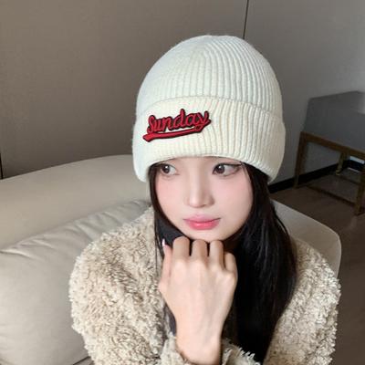 Autumn and Winter Alphabet Wool Hat Femininity Versatile Ear Protection Knitted Hat New Face Small Warm Cover Hat Men
