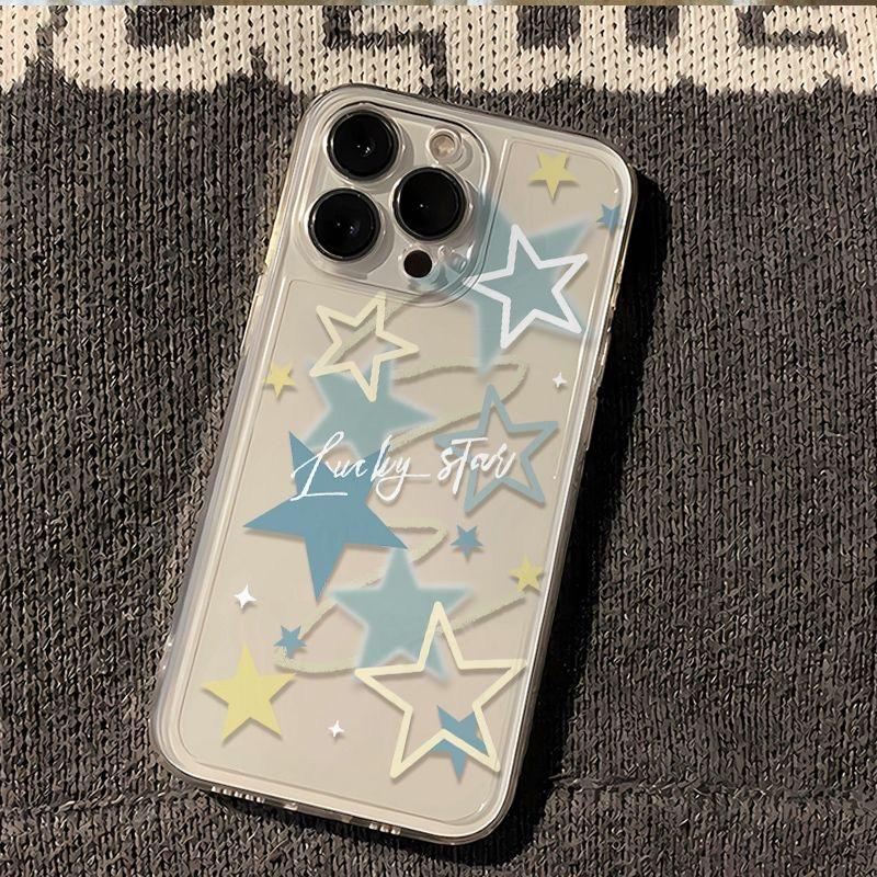 

Lucky Star Pastel Star Pattern Phone Case for iPhone 17 16 15 14 13 12 11 16E Series Pro Max Plus Double Layer Protection iphone 16 E