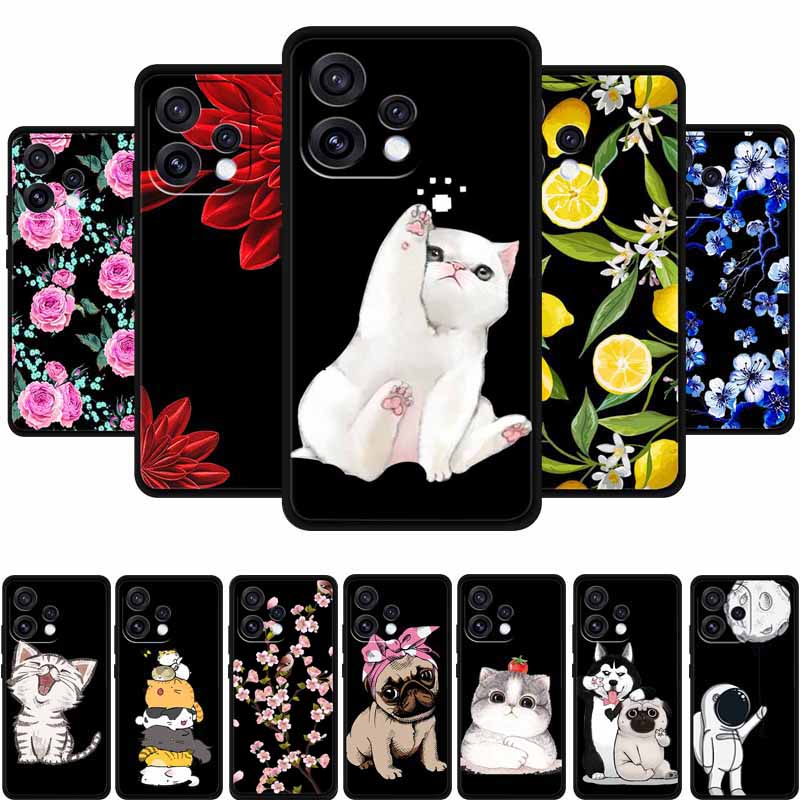 Cartoon Phone Cover For Oppo Reno15 5G TPU Black Edge Soft Silicone Cases Protective Funda For Oppo Reno 15C 5G Shockproof Shell