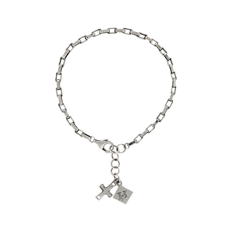 

Серебряный браслет S925, персонализированный квадратный браслет с буквой H, женский крест с кисточкой, ювелирные изделия для рук Bestie, тренд INS