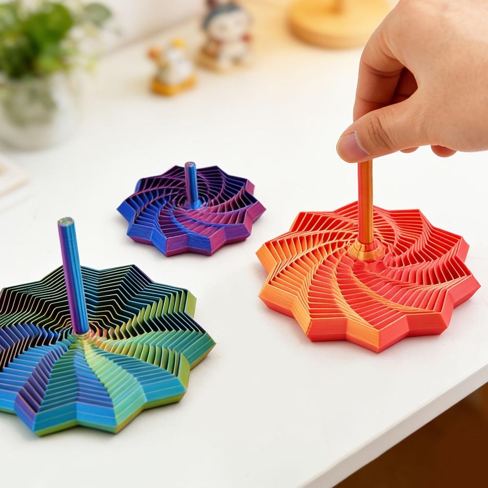 4 Stück zufällige Farbe 3D-Druck Farbverlauf Kreisel, verformbar, geeignet für Büro- und Heimdekoration
