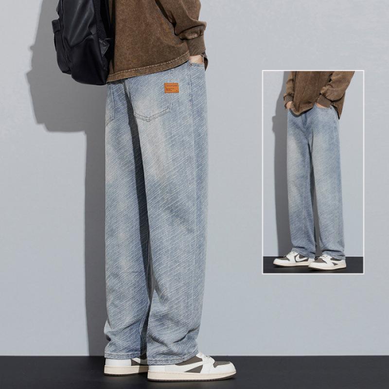 JYL Мода звезда узор мягкие джинсы мужские новичок широкие брюки американские высокие каблуки ретро 38 серый