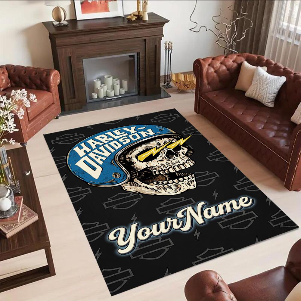 Harley-davidson Motorcycles Customize Text Floor Rug Office Rug Perfect for Kitchen Dining Room Decorate room Hallway Anti-slip Rug Office home decor